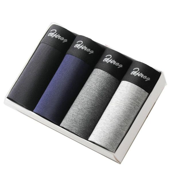 

underpants 4pcs/lot male panties cotton men's underwear boxers breathable man boxer solid comfortable shorts, Black;white