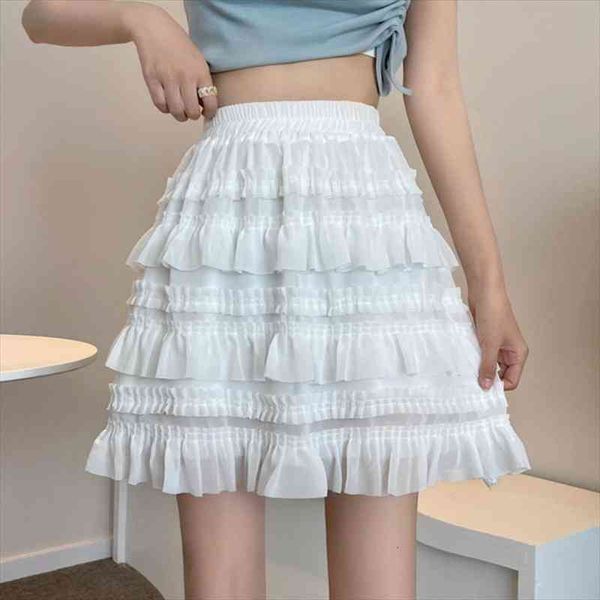 

fashion summer a-line cake skirt mini black female korean style high waist slim lovely chiffon short skirts