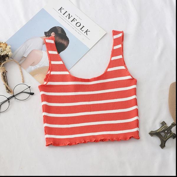 

white plain knitting square womens tanks neck crop camisole female summer