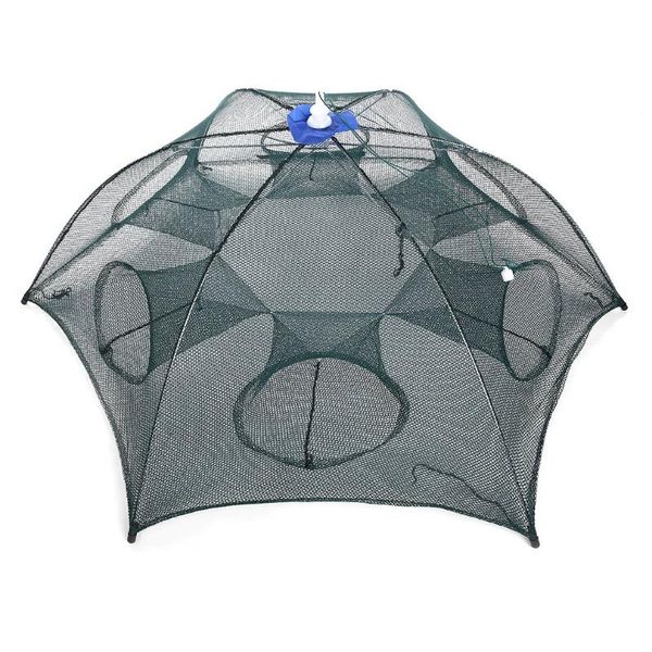 

fishing accessories 6 hole folded fish net portable automatic shrimp trap for the capture of eel crab minnows lobsters