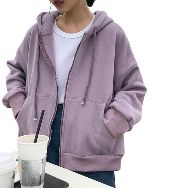

women long sleeve hoodies jacket solid color oversized zipper sweatshirt coat bx0b women's & sweatshirts, Black
