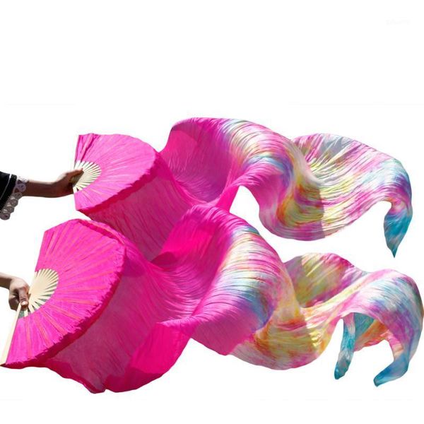 

stage wear performance 100% silk belly dance fans gradient colour accessories dancing rose +mixed color, Black;red