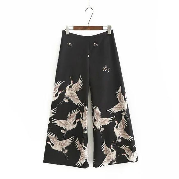 

womens shirts spring autumn women sets white crane print eleg ant lady balzer pant suits fashionable with blet pants set
