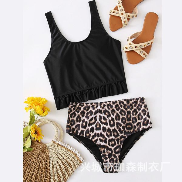 

2021 new bikini leopard swimsuit women, White;black