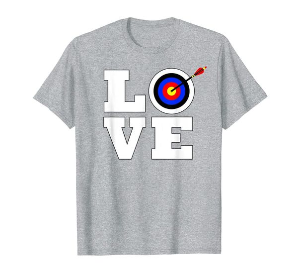 

love archery bow hunting target with arrow in bulls-eye t-shirt, White;black