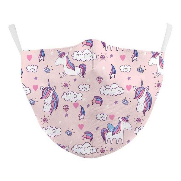 

cartoon rainbow horse doughnut seri 3d digital printed chilen's cotton mask washable