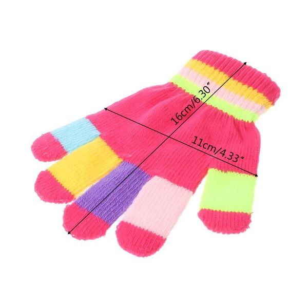 

children's mittens 83xc 1 pair kids gloves full finger warm winter children colorful stripe knitted boys girls solid glove multi color, White