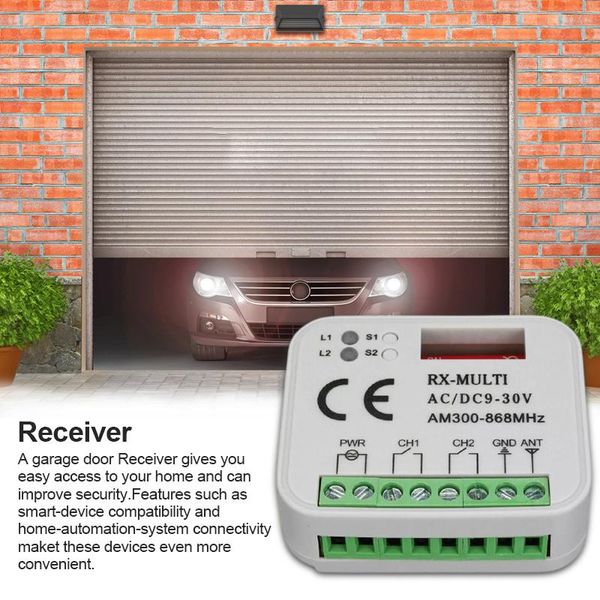 

smart home control remote switch receiver 433mhz 868mhz 390 mhz rx multi-frequency ac/dc 9-30v 300-868mhz garage gate door receive
