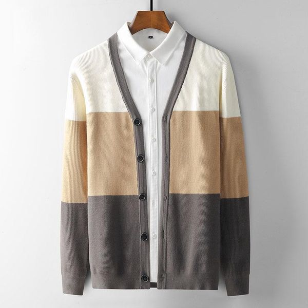 

men's sweaters arrival spring and autumn loose cardigan casual youth men single breasted v-neck computer knitted sweater plus size -3x, White;black
