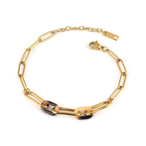 

link, chain punk stainless steel bracelets for women bracelet geometric women's charm jewelry gift, Black