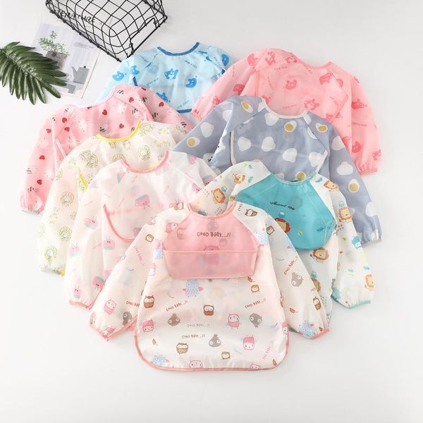 

children's waterproof bib long-sleeved waterproof gown, Blue