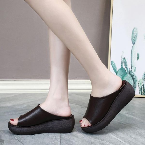 

sandals women summer black high heel shoes slip-on flat peep toe breathable platform zapatos de mujer