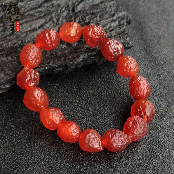 

gobi agate alashan stone bracelet strawberry jujube red sugar heart colorful hand string raisin, Black