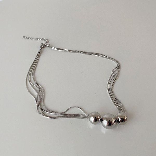 

pendant necklaces u-magical exaggerated silver color metallic ball chokers necklace for women hiphop multi-layer beaded party jewellery