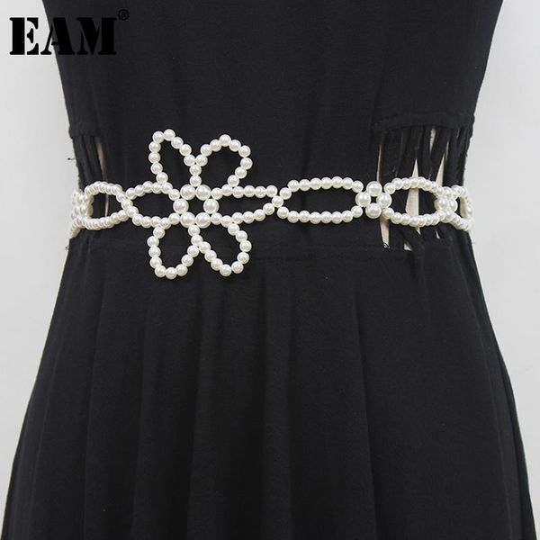 

belts [eam] pearl flower chain spliced long belt personality women fashion tide all-match spring autumn 2021 1dd9345, Black;brown