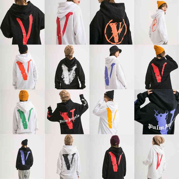 

factory long 2021 brand v hoodie big fashion edison chen high street couple wang yibo loose large men's and women's hooded pure co, Black