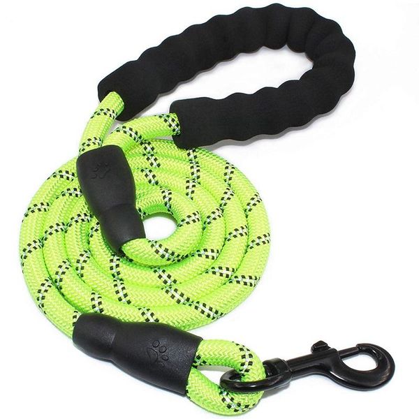 

dog collars & leashes 5 ft strong leash comfortable padded handle highly reflective threads medium large dogs green