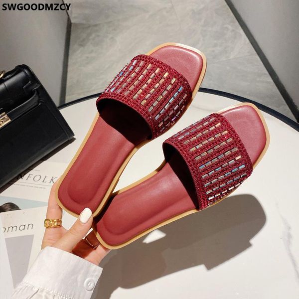 

slippers house women summer indoor for woman 2021 casual flats shoes crystal, Black