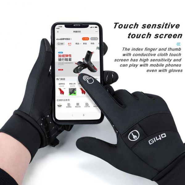 

cycling gloves winter hiking touch screen bicycle bike for men women running sports windser, Black