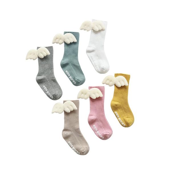 

baby girls knee high socks angel wing summer autumn cotton solid candy color kids toddler short, Pink;yellow