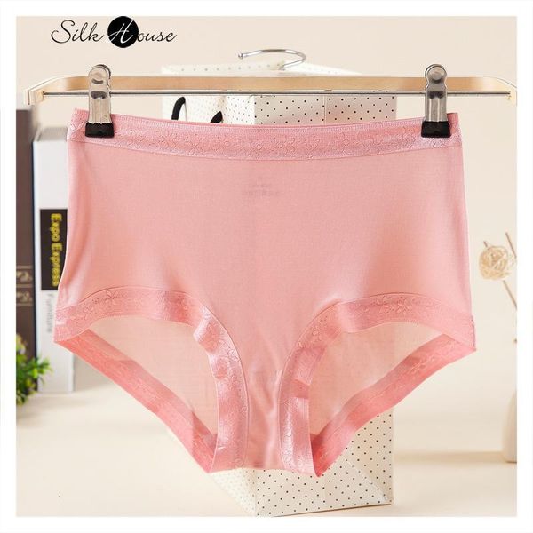 

women's panties natural silk underwear women's breathable and comfortable lace buttock seamless boxer qzta, Black;pink