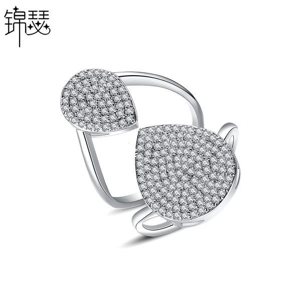 

925 sterling silverboutique zirconium diamond ring heartst fashion personality exaggeration temperament open zircon female, Golden;silver