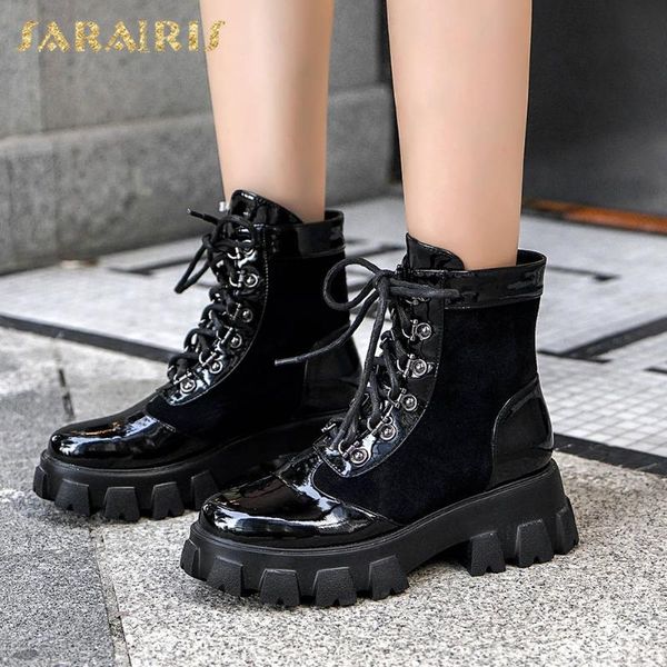

boots sarairis design 2021 genuine leather motorcycle cross strap waterproof platform luxury celebrity neutral, Black