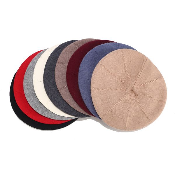 

bailey hat women's autumn and winter new double layer wool knitting artist's hat fashion version versatile pumpkin bud hat, Blue;gray