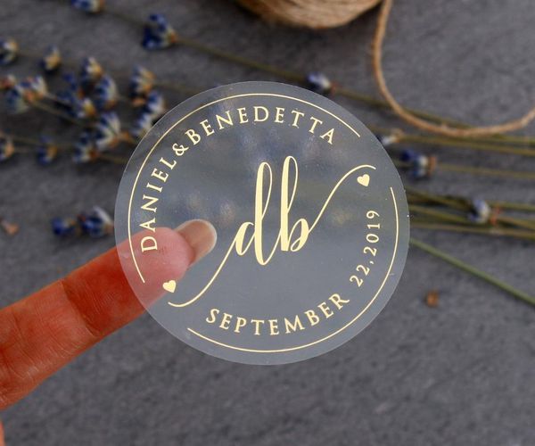 

other event & party supplies 100 pcs, real foil shiny gold custom personalized wedding stickers, favors boxes, cupcake labels, transparent,