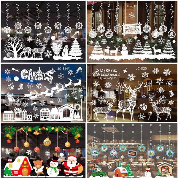 

wall stickers merry christmas window glass decorations for home 2021 ornaments xmas year 2022