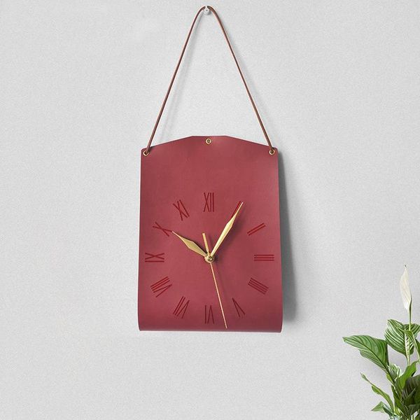 

wall clocks clock modern design pocket creative retro pu leather personalized living room bedroom silent decorative