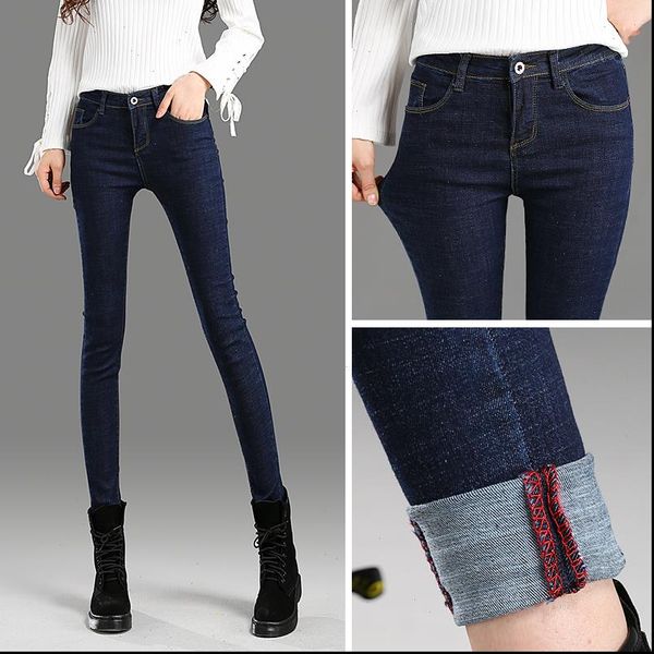 

ff8111 women jean autumn winter fashion casual denim pants high waist jeans streetwear drop, Blue