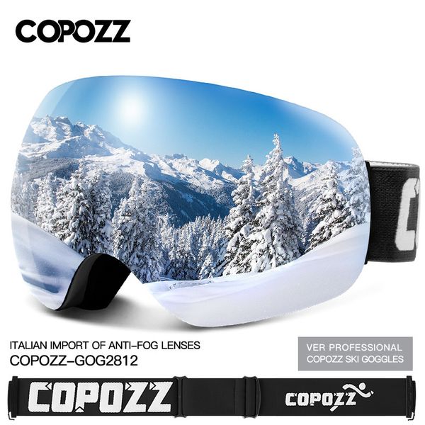

copozz ski goggles men's and women's frameless large spherical double-layer anti fog cocker myopia equipment