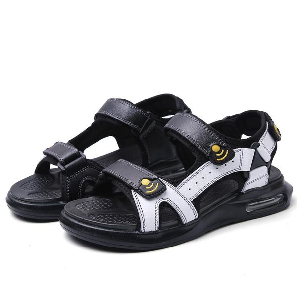 

sandals rubber sandalle sandel leather mens work male playa de fashion sandalen summer men uomo safety man sandali big size homme, Black