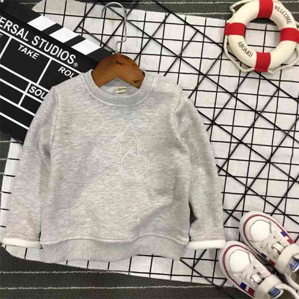

children's low price velvet embroidery cherry lovely sweater winter baby girl, Black