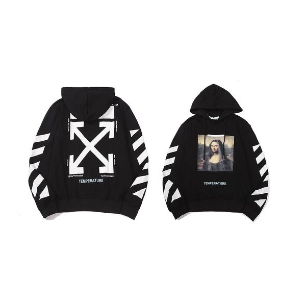

hip hop off mona lisa print hoodie ow religious angel virgin a-rrow plush coat, Black