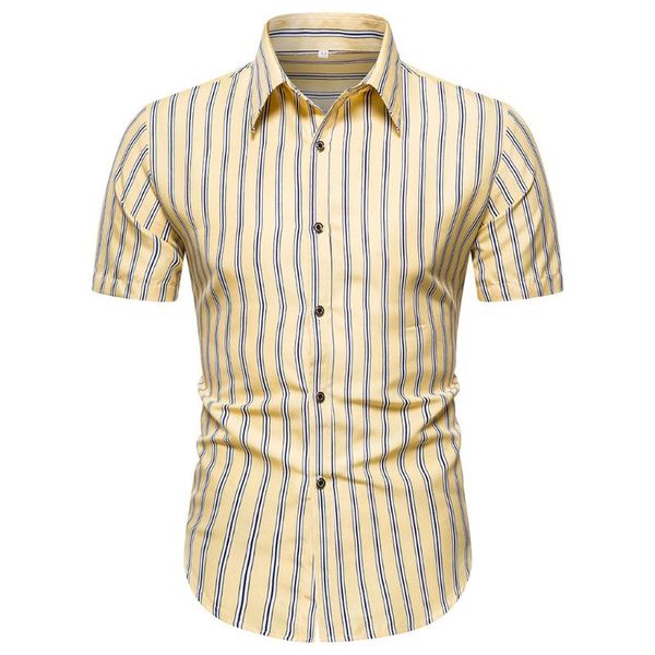 

men's casual shirts kancoold shirt summer striped printed short-sleeved turndown collar button slim fit blouse mens may29, White;black