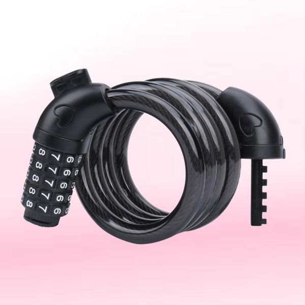

bike locks 5 digit cycling heavy duty cable password lock coded 120cm (black)