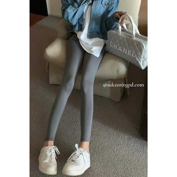 

women's leggings black autumn high waist tight hip lifting elastic with casual sports pants outside and inside