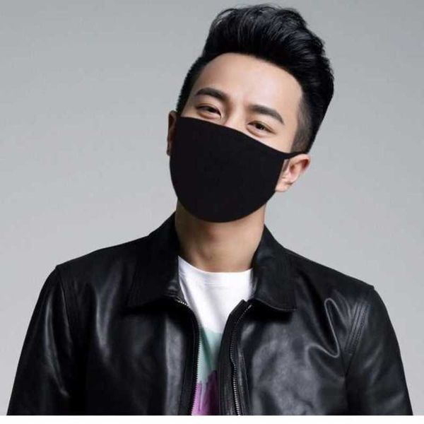 

mask 2-layer cotton black mouth mask for men women in autumn and winter
