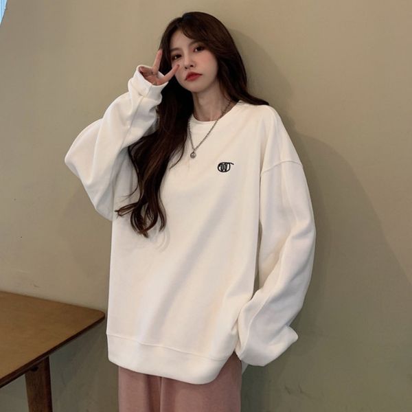 

hoodies san jia ~ korean lazy style embroidered letter loose tb sweater top, Black
