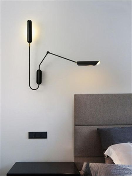 

wall lamps industrial adjustable with switch lamp creative long arm reading bedside vintage retro led e27 light fexibleable black