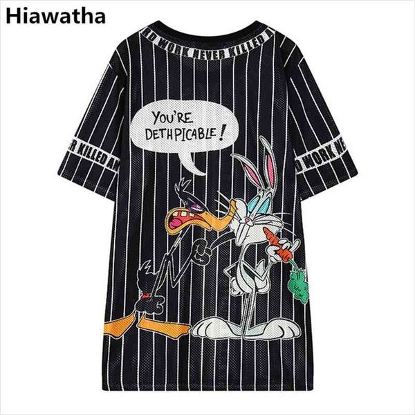 

hiawatha summer long t shirt women cartoon printed hollow out t-shirts harajuku style casual loose t2470 210330, White