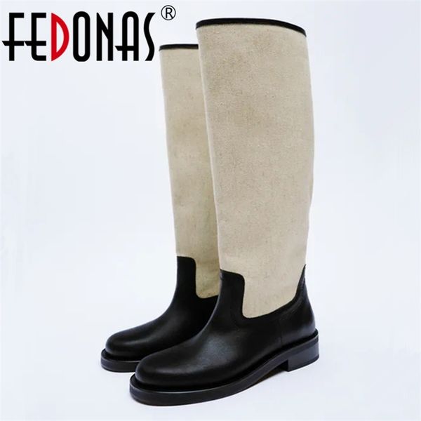 

fedonas ins brand 2022 women genuine leather knee boots quality high heels motorcycle boots long warm autumn winter shoes woman 211103, Black