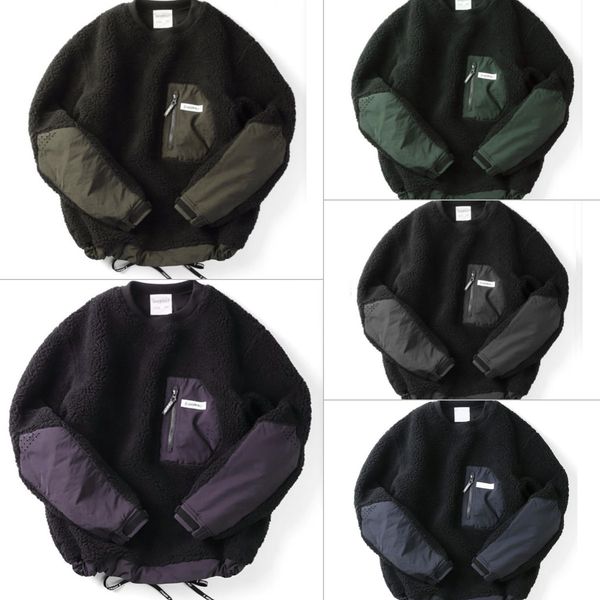 

2021 autumn men's round neck loose stitching trend sweater men's, Black
