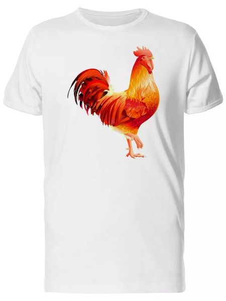 

bright red rooster men's tee -image by shutterstock, White;black