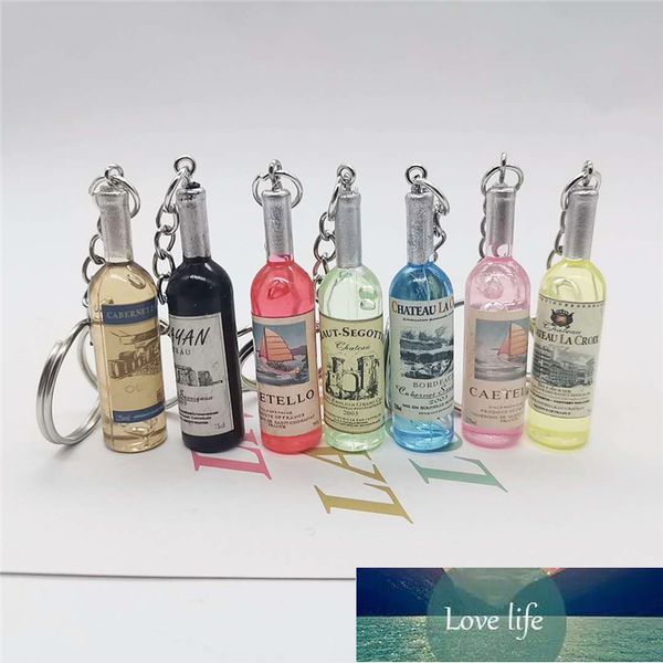 

7pcs/lot tiny vintage wine bottle key chains women men's key ring trinket souvenirs beer keychain party jewelry wholesale factory price, Silver