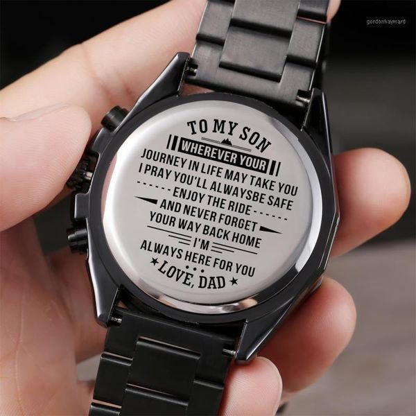 

wristwatches dad to my son engraved watch customized men luxury on the birthday graduation gifts christmas presents, Slivery;brown
