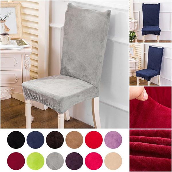 

chair covers solid color gray plush fabric cover velvet thick seat for dinning room wedding office banquet slipcovers