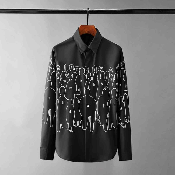 

tee shirt shirt letter digital printing male long sleeve casual mens fashion slim fit party man shirts, White;black